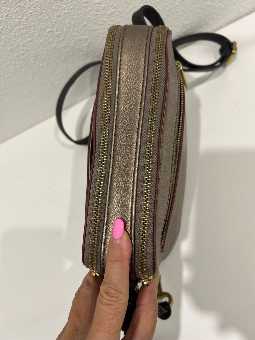 Fossil Piper Toaster Crossbody with Metallic Foil Finished Leather & Key Charm - Picture 16 of 17